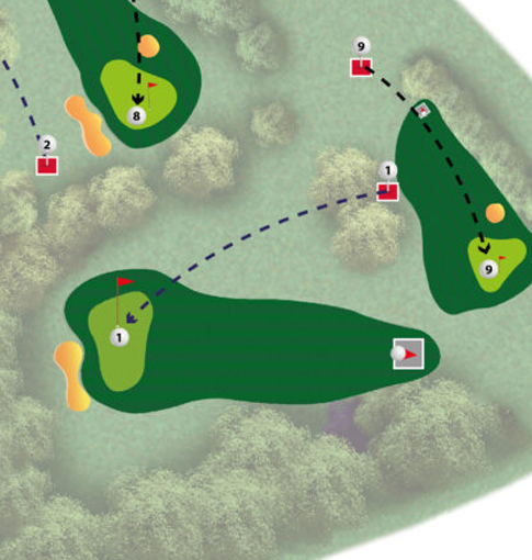 Plan du trou n°1 du parcours MOAI du Golf de Saint-Lô