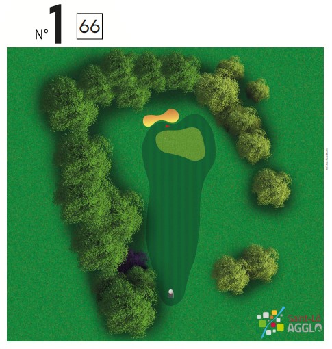 Plan du trou n°1 du parcours Pitch & Putt du Golf de Saint-Lô