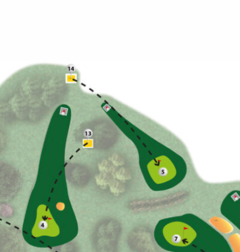 Plan du trou n°14 du parcours MOAI du Golf de Saint-Lô