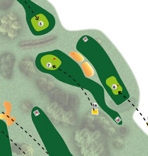 Plan du trou n°16 du parcours MOAI du Golf de Saint-Lô