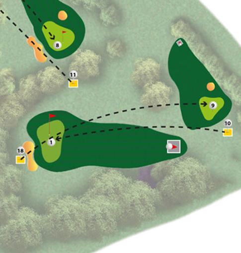 Plan du trou n°18 du parcours MOAI du Golf de Saint-Lô