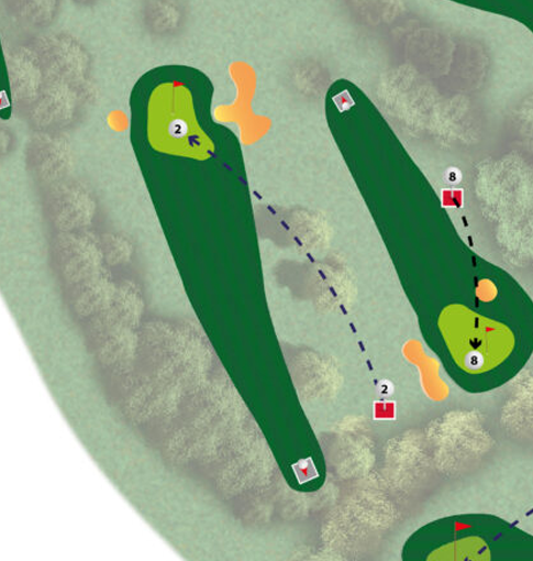 Plan du trou n°2 du parcours MOAI du Golf de Saint-Lô
