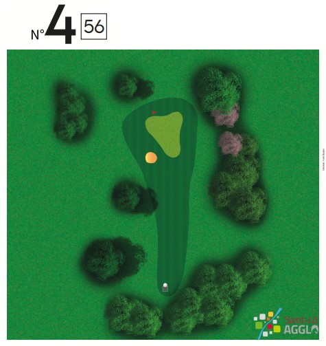 Plan du trou n°4 du parcours Pitch & Putt du Golf de Saint-Lô