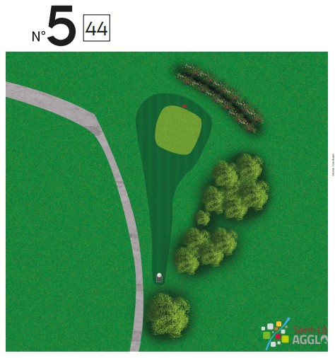 Plan du trou n°5 du parcours Pitch & Putt du Golf de Saint-Lô