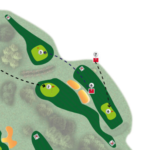 Plan du trou n°6 du parcours MOAI du Golf de Saint-Lô