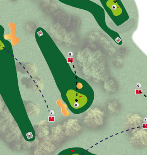 Plan du trou n°8 du parcours MOAI du Golf de Saint-Lô
