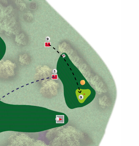 Plan du trou n°9 du parcours MOAI du Golf de Saint-Lô