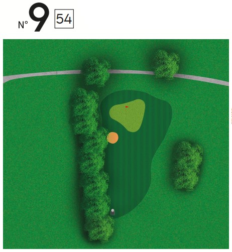 Plan du trou n°9 du parcours Pitch & Putt du Golf de Saint-Lô