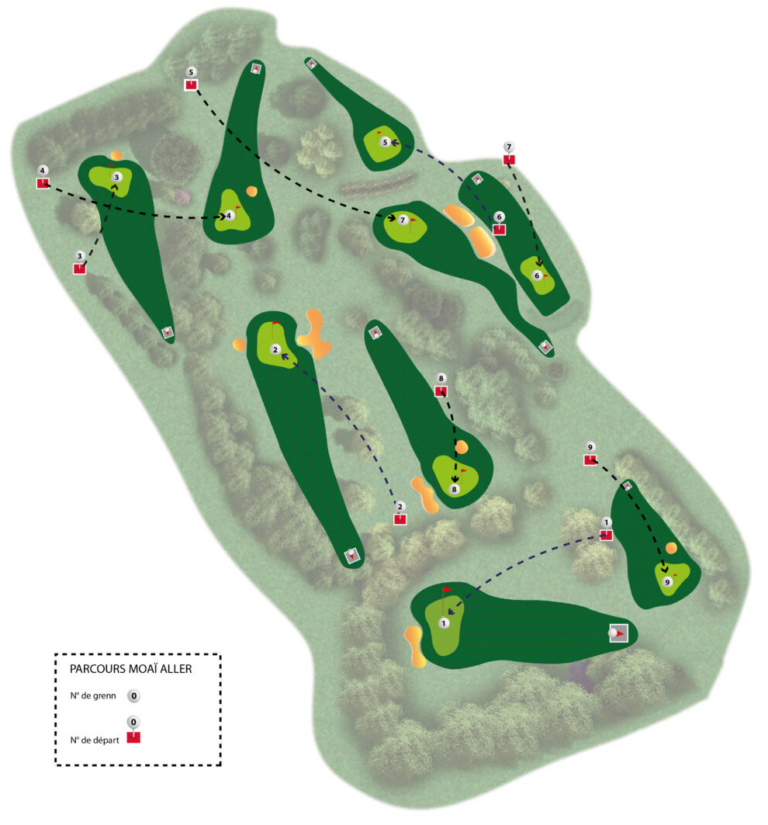 Plan du parcours MOAI aller du Golf de Saint-Lô